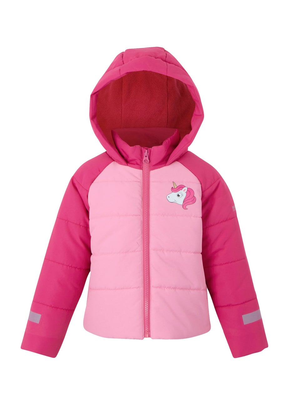 Regatta Pink Multi Kids' Animal Baffle Reflective Jacket (6-72 months)