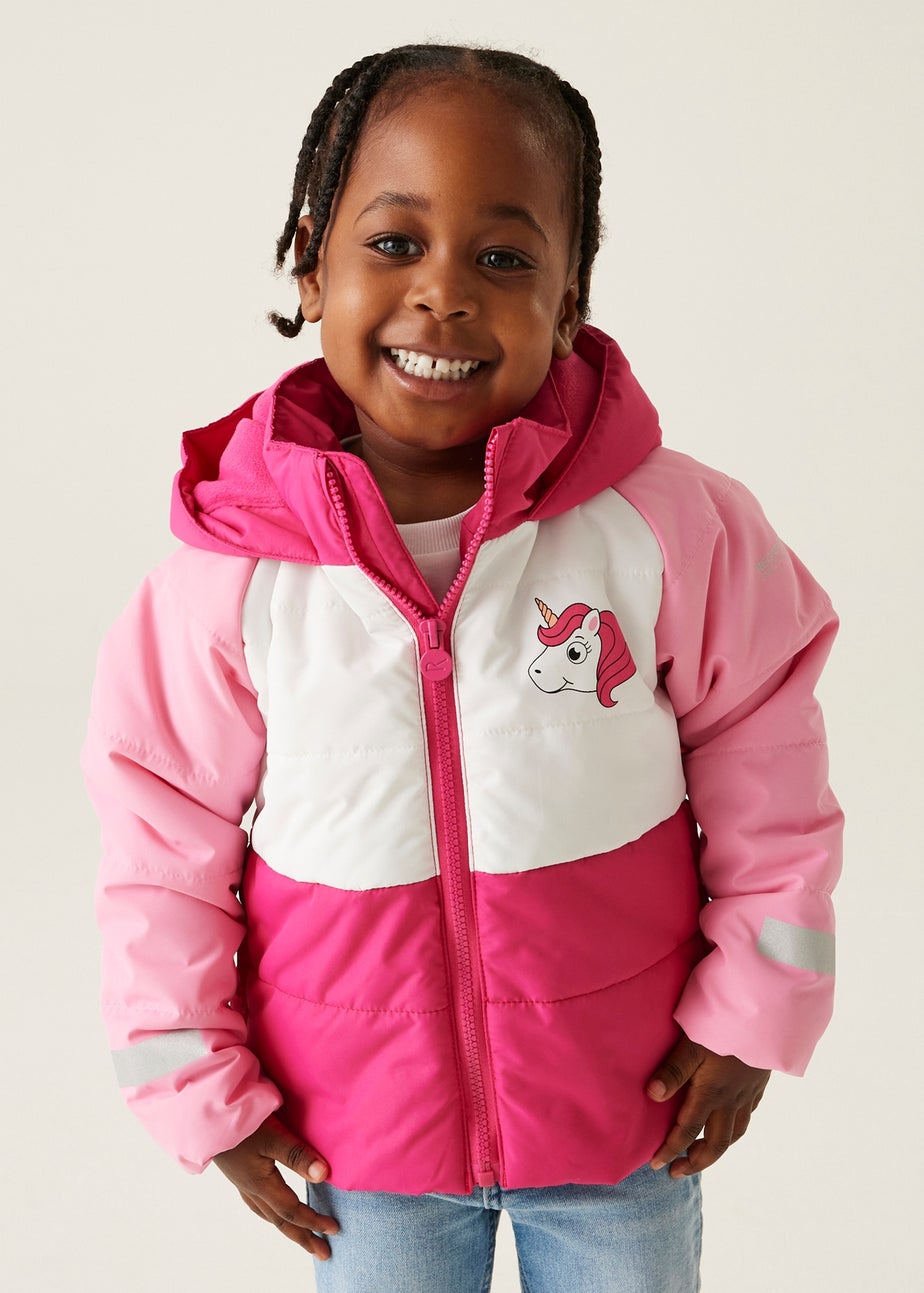 Regatta Pink Multi Kids' Animal Baffle Reflective Jacket (6-72 months)