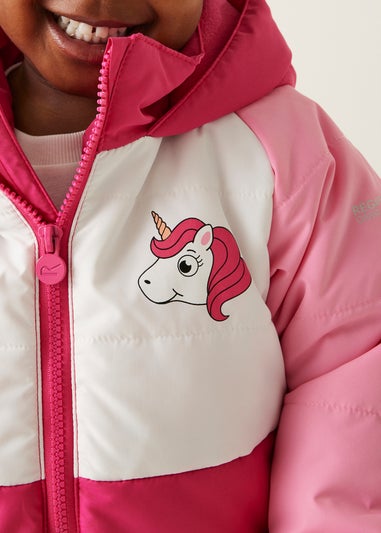 Regatta Pink Multi Kids' Animal Baffle Reflective Jacket (6-72 months)