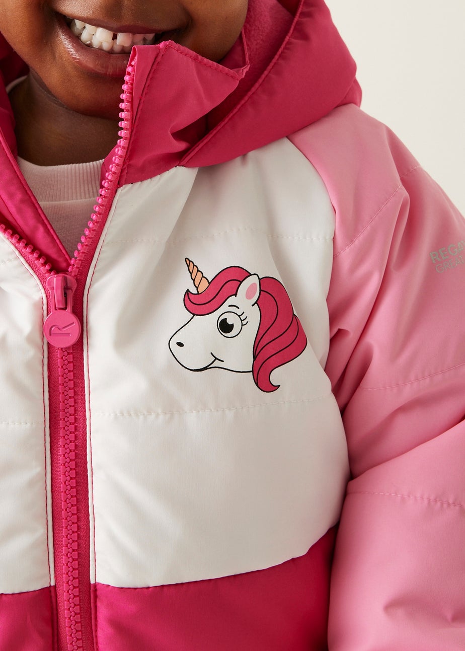 Regatta Pink Multi Kids' Animal Baffle Reflective Jacket (6-72 months)