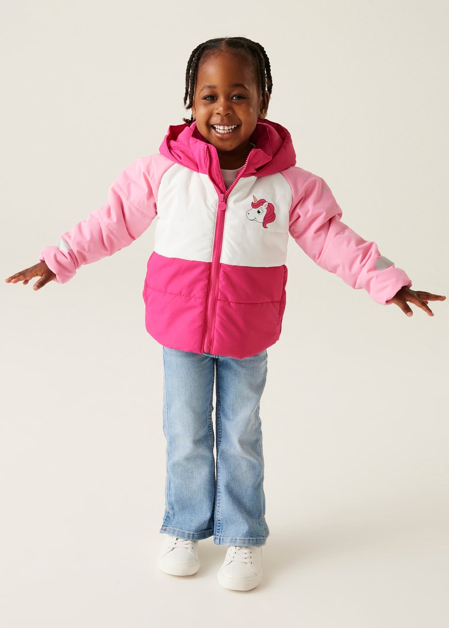 Regatta Pink Multi Kids' Animal Baffle Reflective Jacket (6-72 months)