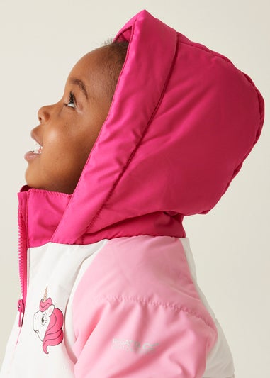 Regatta Pink Multi Kids' Animal Baffle Reflective Jacket (6-72 months)