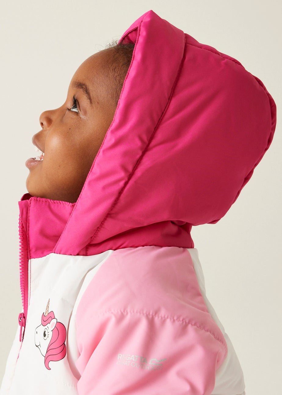 Regatta Pink Multi Kids' Animal Baffle Reflective Jacket (6-72 months)