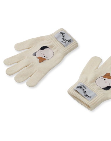 Squishmallows Girls Beige Cam The Cat Beanie & Gloves Set