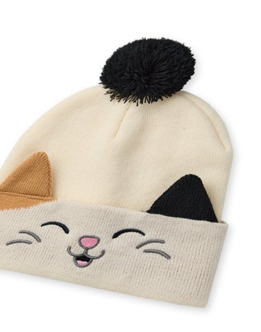 Squishmallows Girls Beige Cam The Cat Beanie & Gloves Set