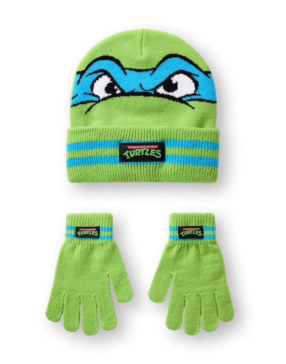 Teenage Mutant Ninja Turtles Boys Green Beanie & Gloves Set (One Size)