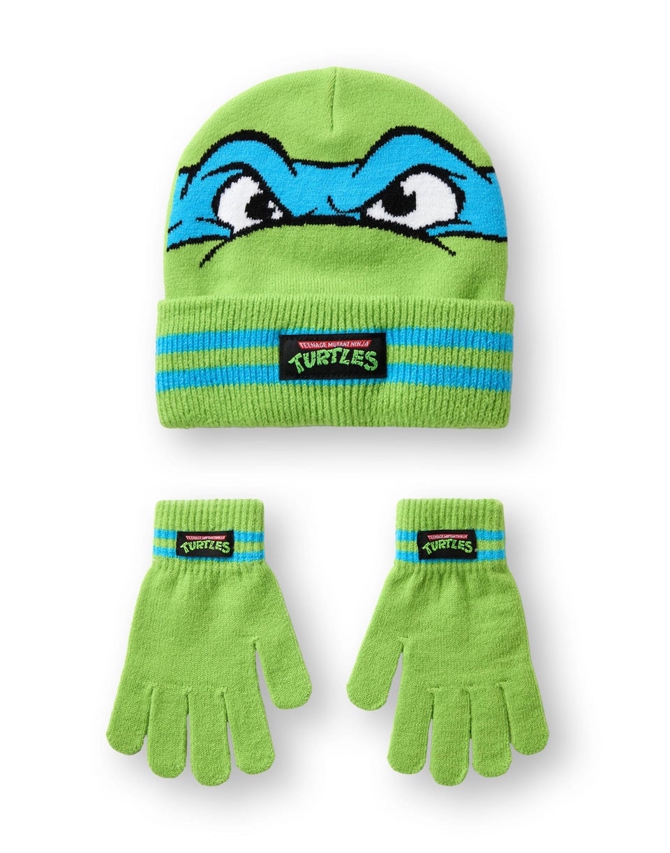 Teenage Mutant Ninja Turtles Boys Green Beanie & Gloves Set (One Size)