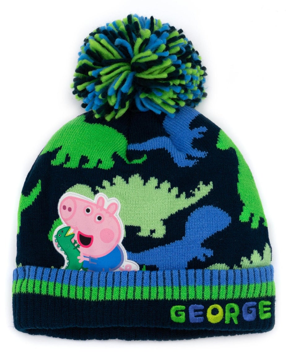 Peppa Pig Boys Blue Beanie & Gloves Set