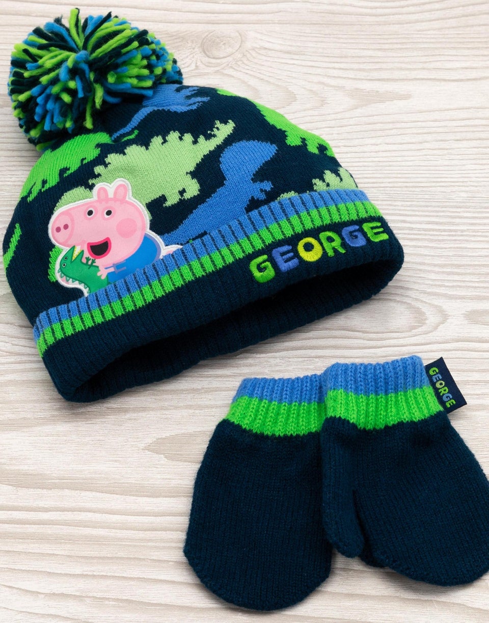 Peppa Pig Boys Blue Beanie & Gloves Set