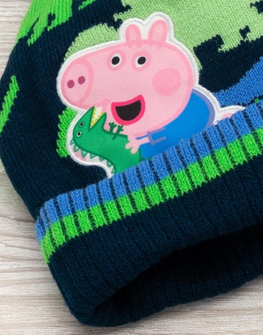 Peppa Pig Boys Blue Beanie & Gloves Set
