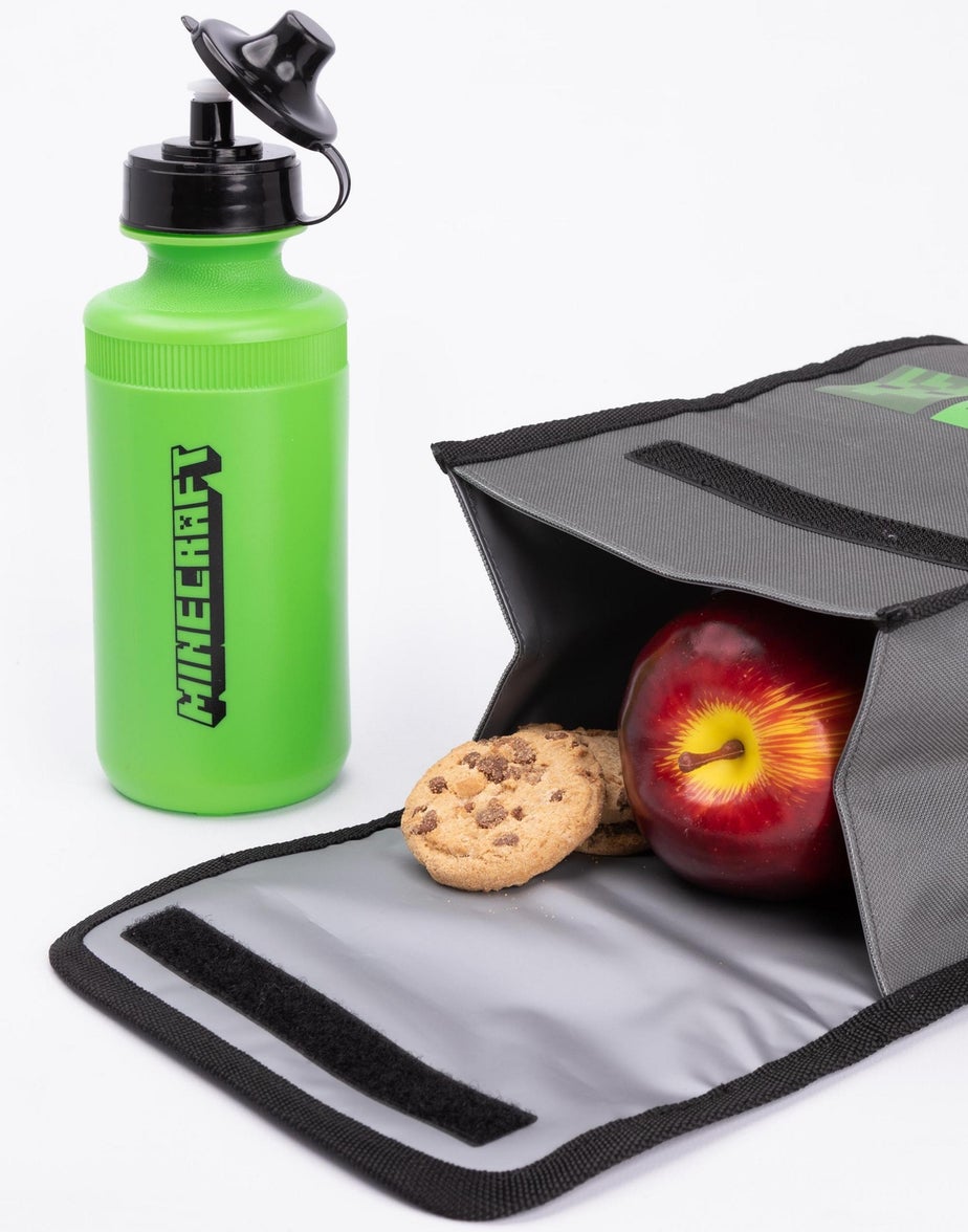 Minecraft Boys Grey Creeper Backpack Set 4 Piece