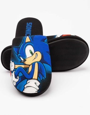 Sonic The Hedgehog Mens Black Sonic Mule Slippers