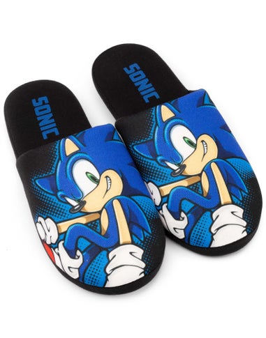 Sonic The Hedgehog Mens Black Sonic Mule Slippers