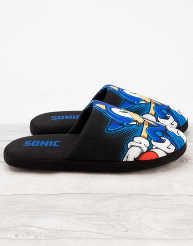 Sonic The Hedgehog Mens Black Sonic Mule Slippers