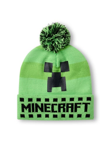Minecraft Boys Green Creeper Face Beanie, Gloves & Scarf Set