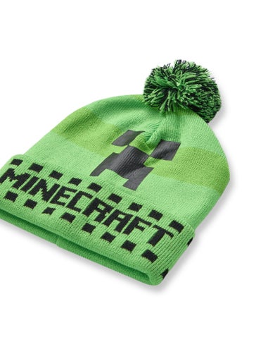 Minecraft Boys Green Creeper Face Beanie, Gloves & Scarf Set