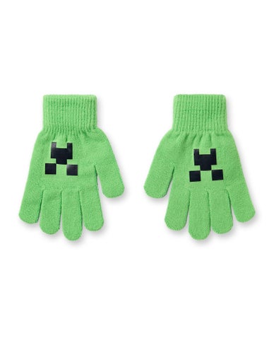 Minecraft Boys Green Creeper Face Beanie, Gloves & Scarf Set