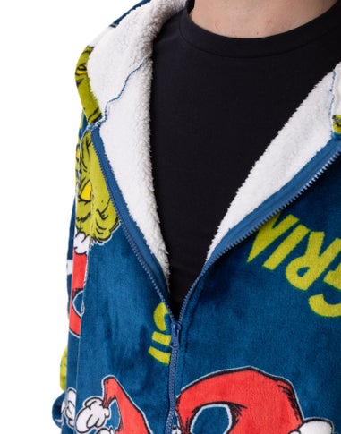 The Grinch Multicoloured Character Face Zip Through Blanket Hoodie