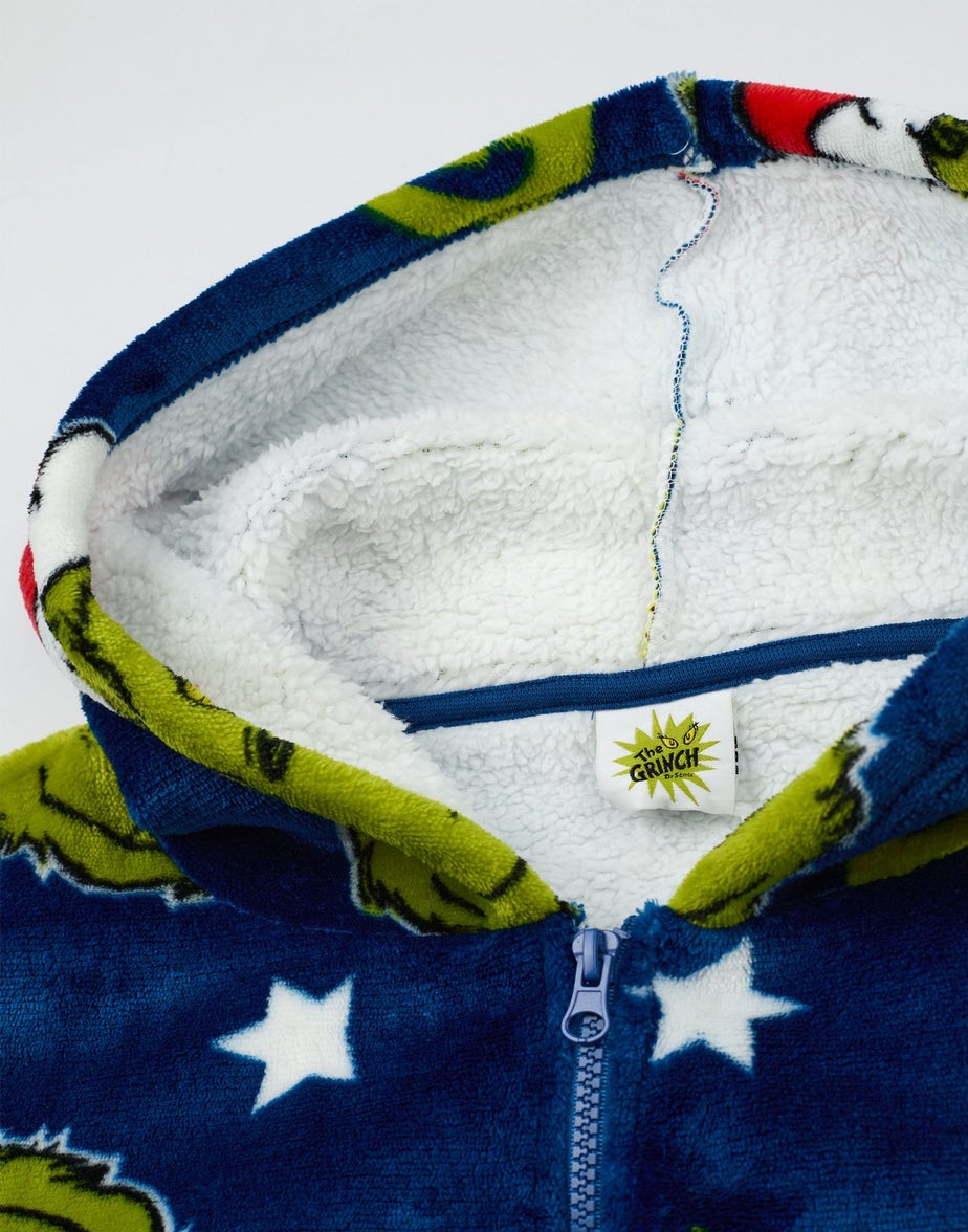 The Grinch Multicoloured Character Face Zip Through Blanket Hoodie