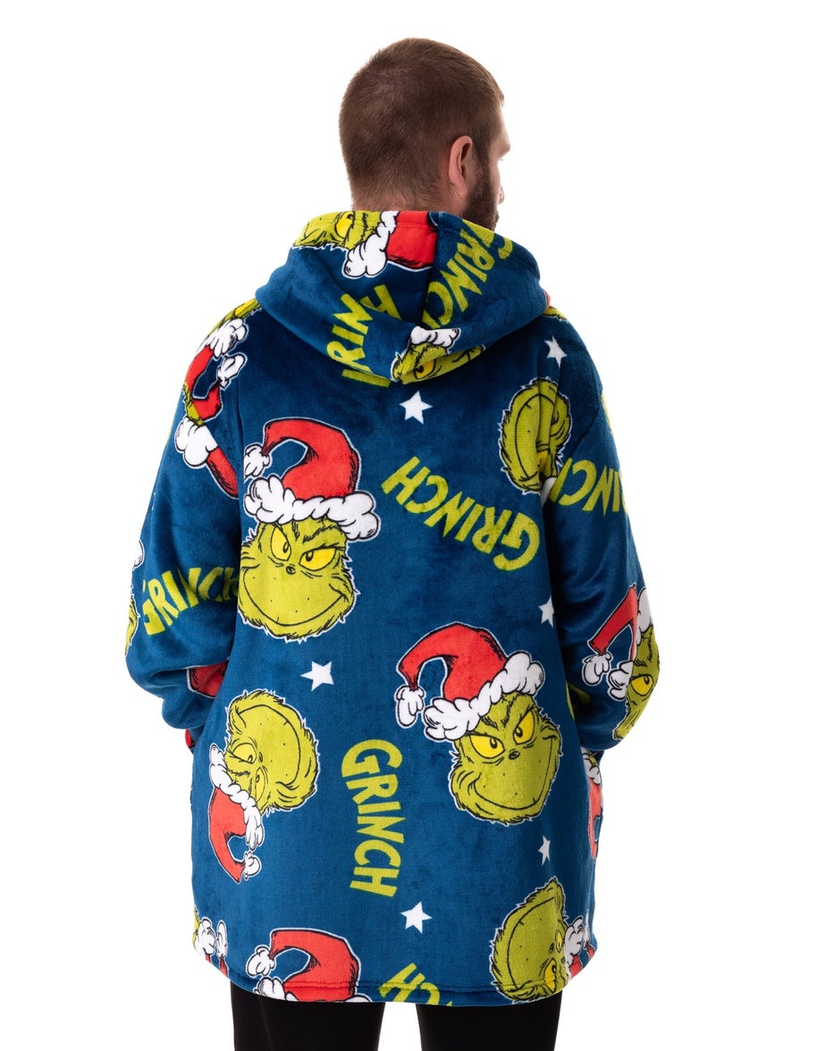 The Grinch Multicoloured Character Face Zip Through Blanket Hoodie