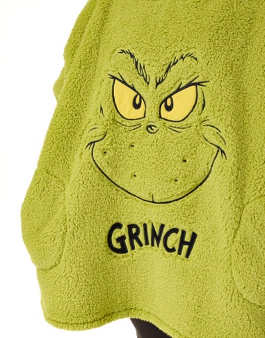 The Grinch Green Novelty Face Blanket Hoodie