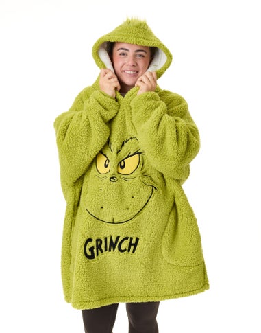 The Grinch Green Novelty Face Blanket Hoodie