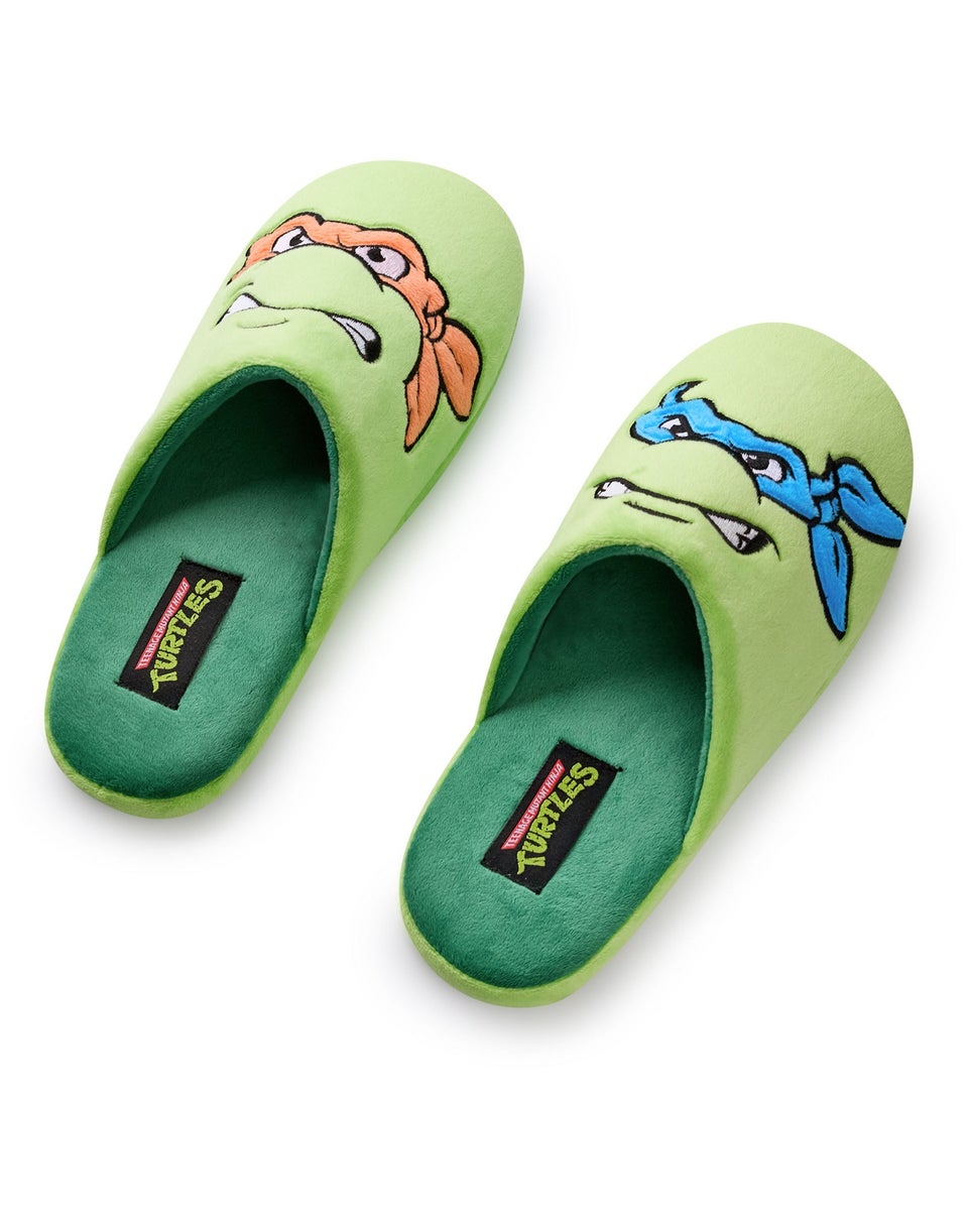 Teenage Mutant Ninja Turtles Green Character Face Mule Slippers