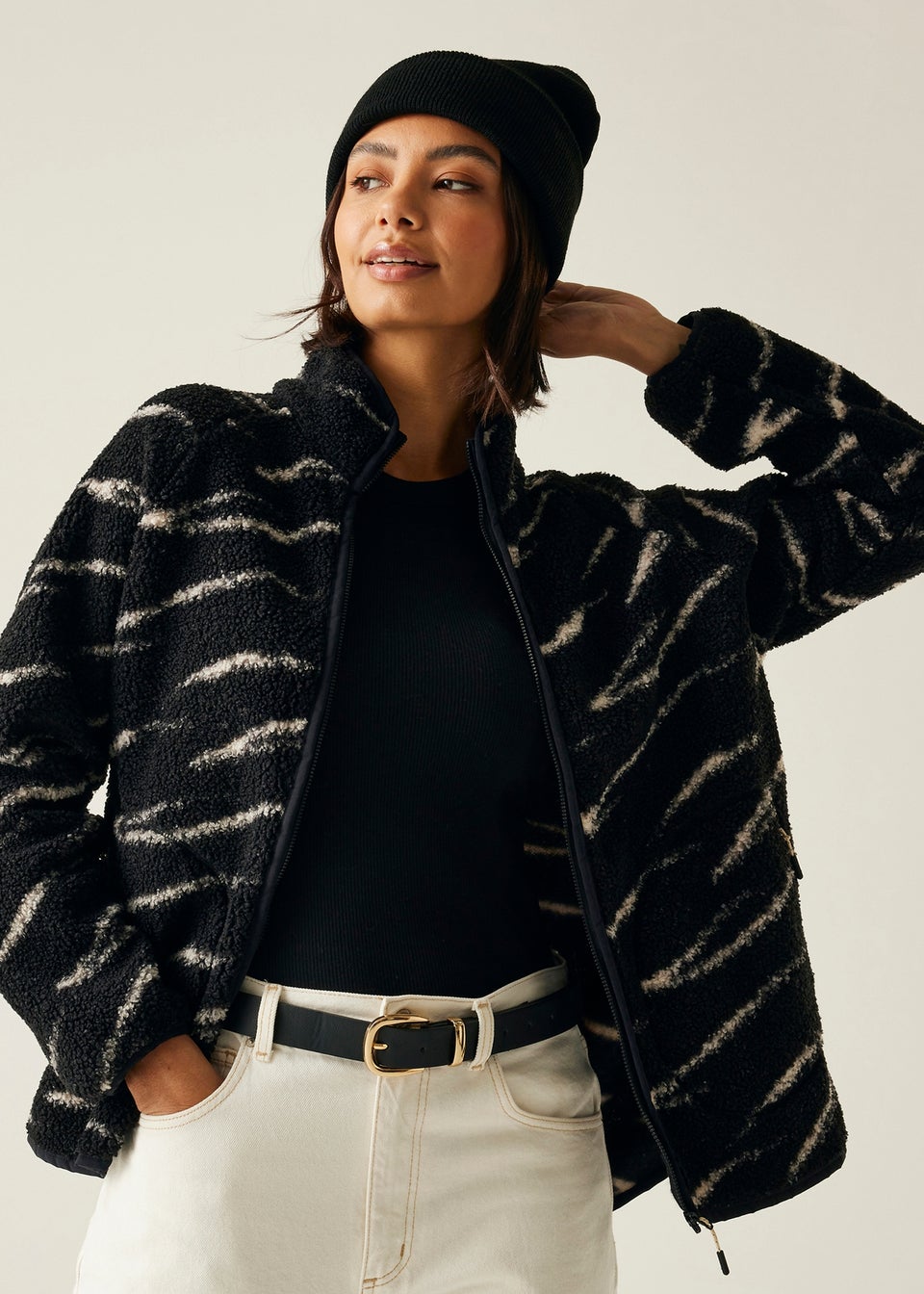 Regatta Black/ White Frankie Borg Full Zip Fleece