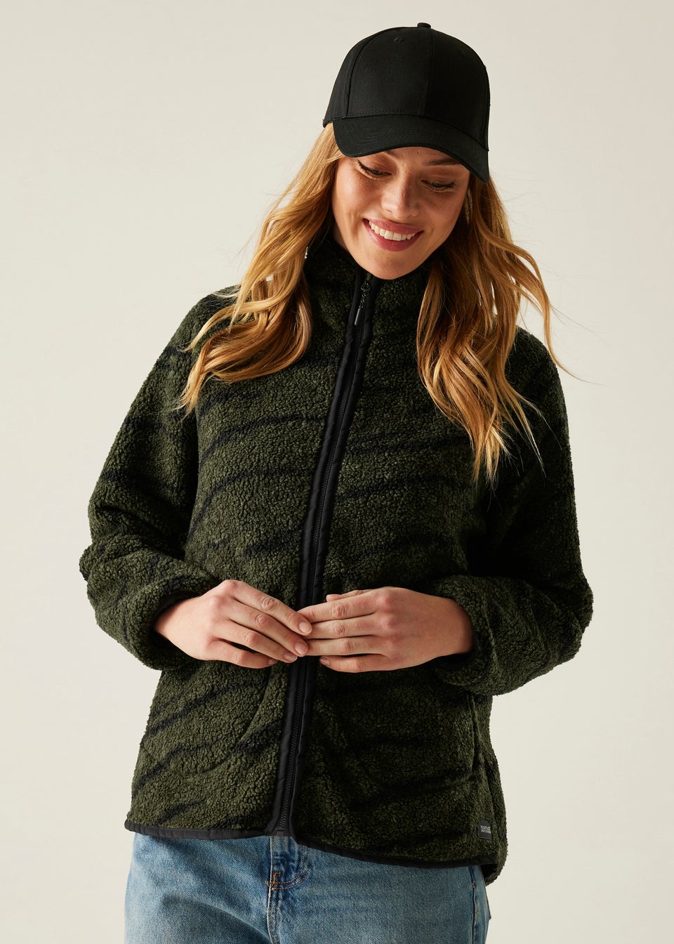 Regatta Khaki Black Abstract Print Frankie Borg Full Zip Fleece