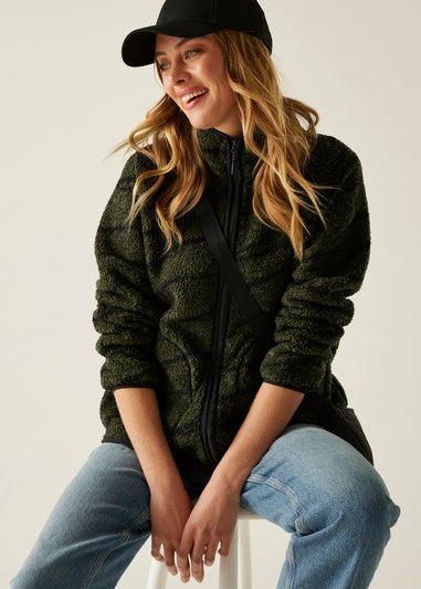 Regatta Khaki Black Abstract Print Frankie Borg Full Zip Fleece