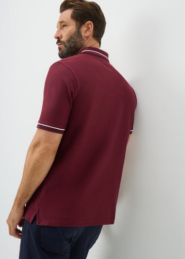Lincoln Burgundy Herringbone Texture Polo Shirts