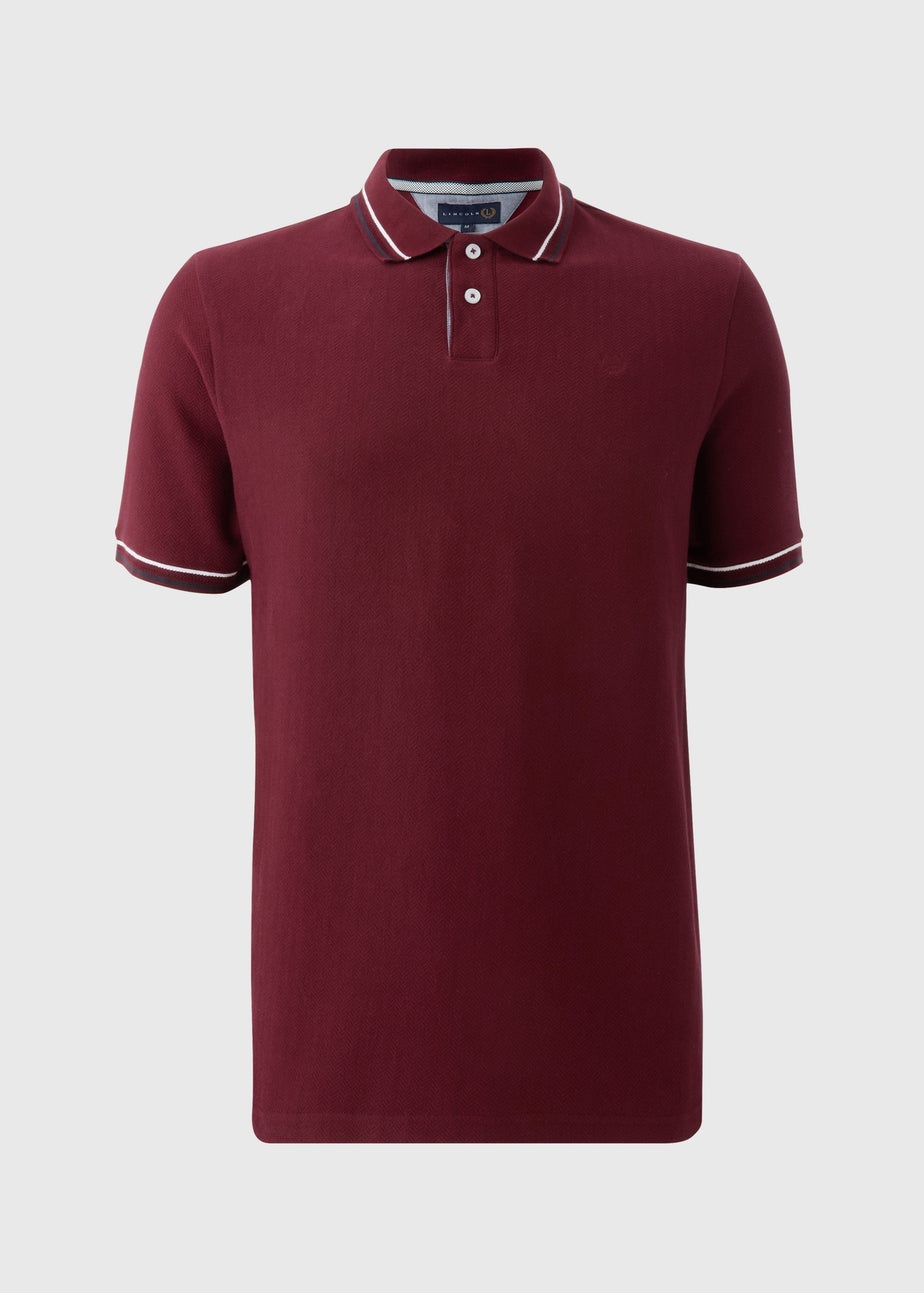 Lincoln Burgundy Herringbone Texture Polo Shirts