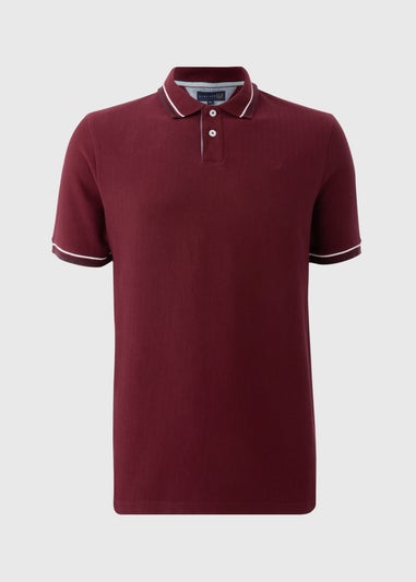 Lincoln Burgundy Herringbone Texture Polo Shirts