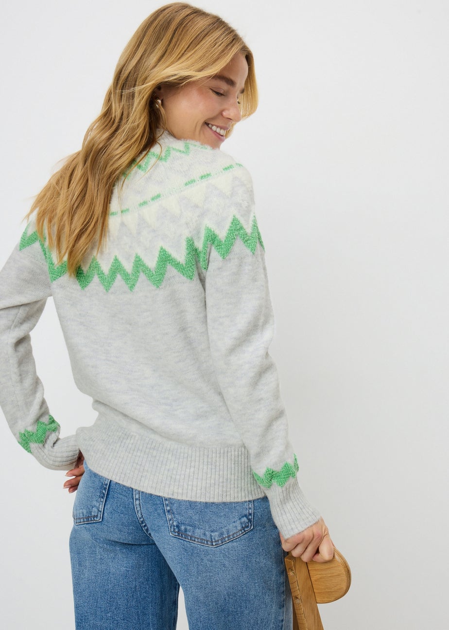 Grey Fairisle Fluffy Jumper