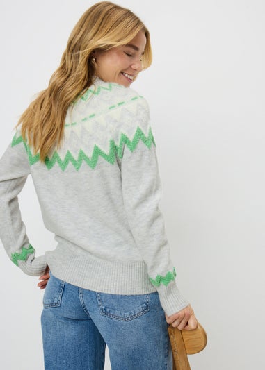 Grey Fairisle Fluffy Jumper