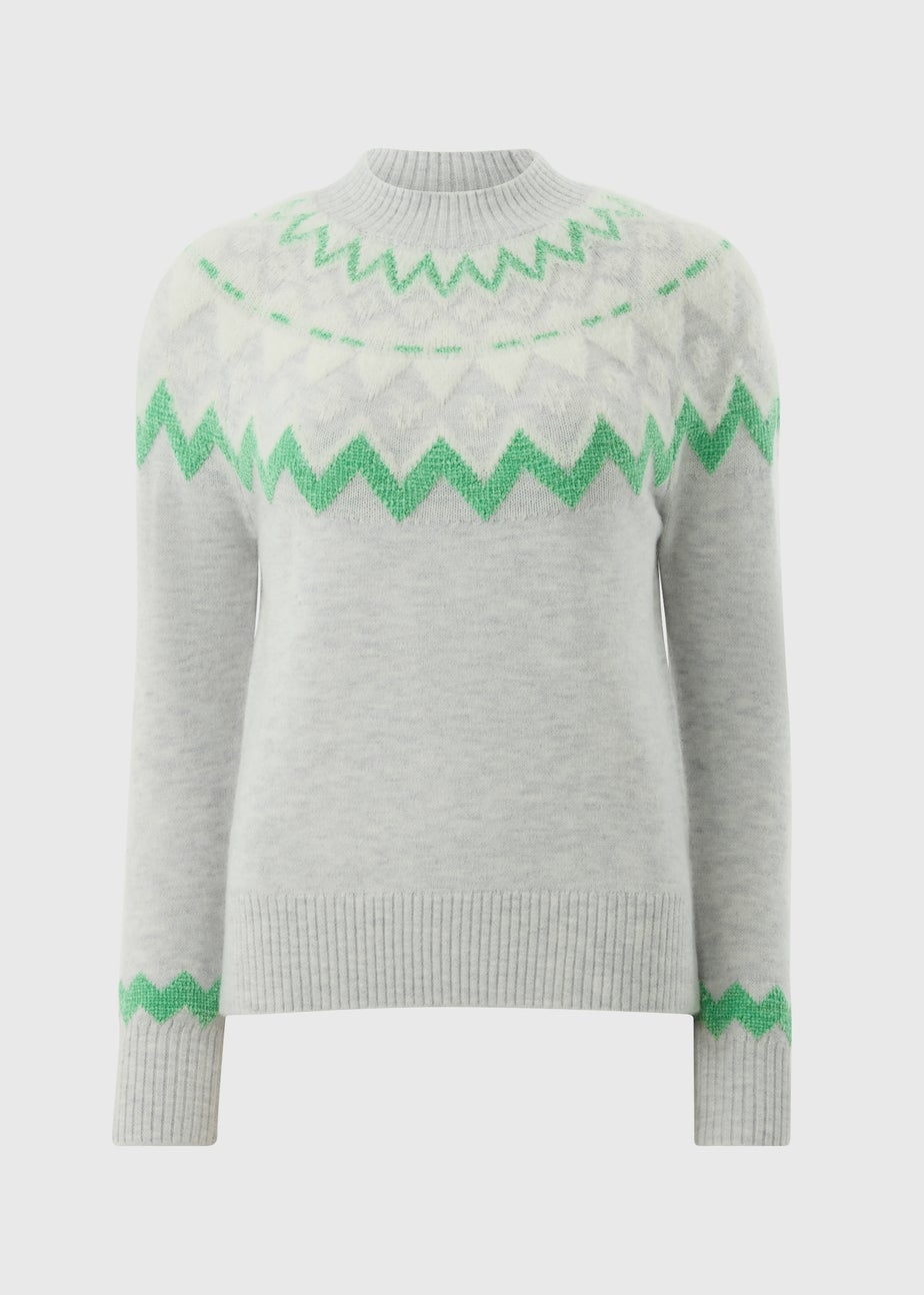 Grey Fairisle Fluffy Jumper