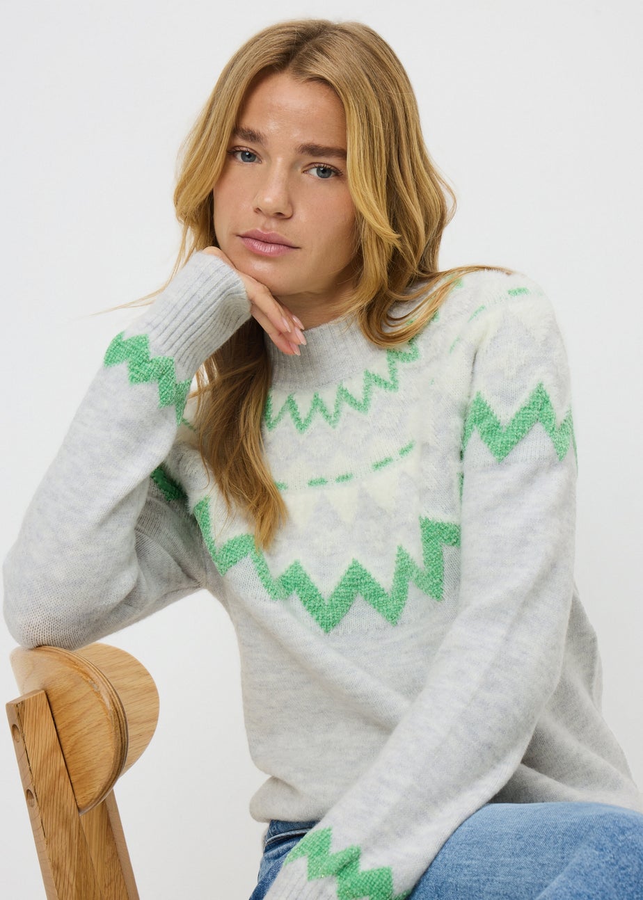 Grey Fairisle Fluffy Jumper