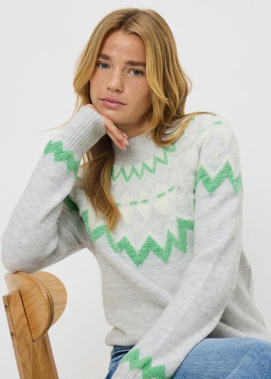 Grey Fairisle Fluffy Jumper