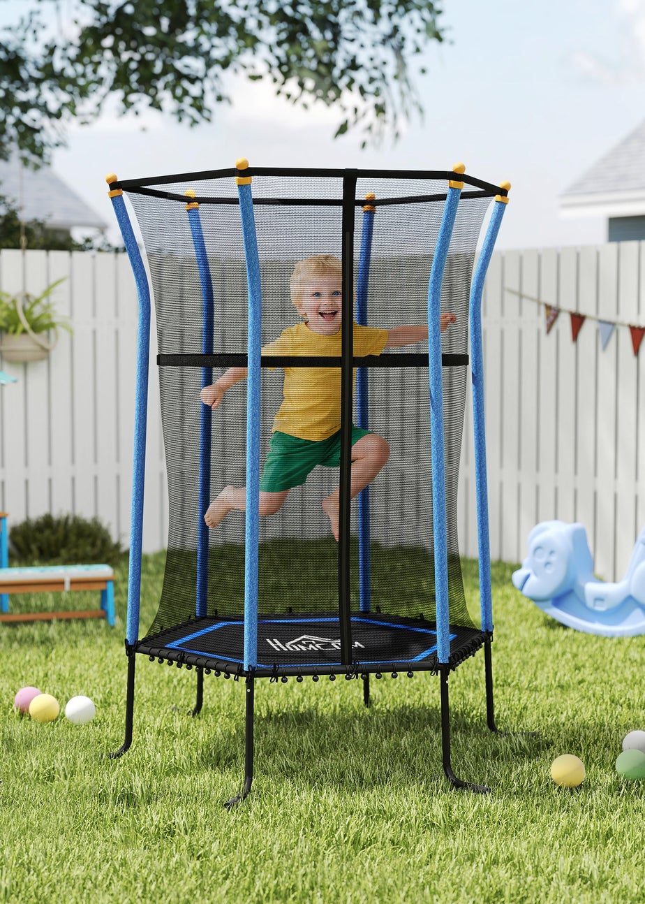 HOMCOM Blue 5.4FT Kids Trampoline with Enclosure Indoor Outdoor
