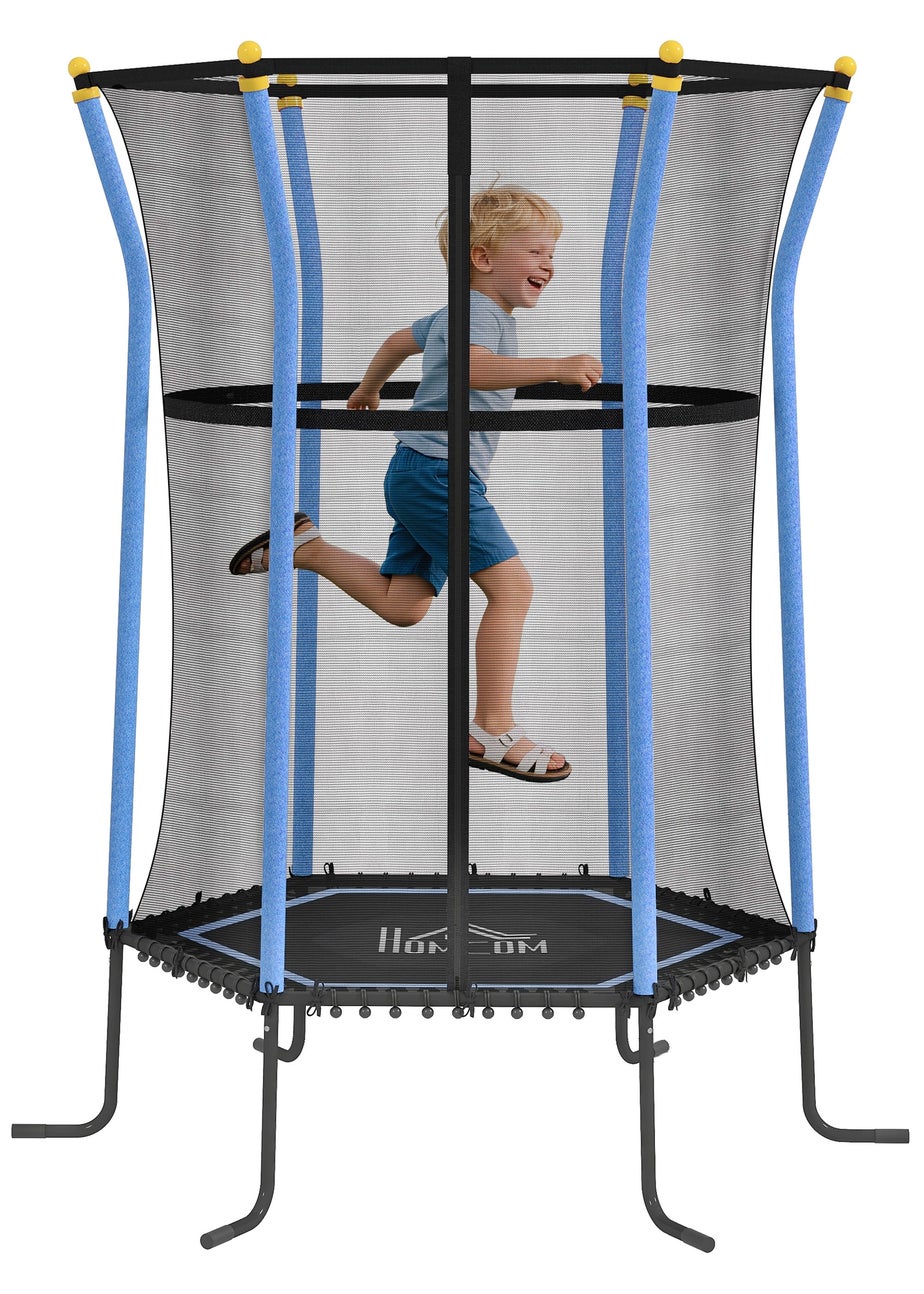 HOMCOM Blue 5.4FT Kids Trampoline with Enclosure Indoor Outdoor