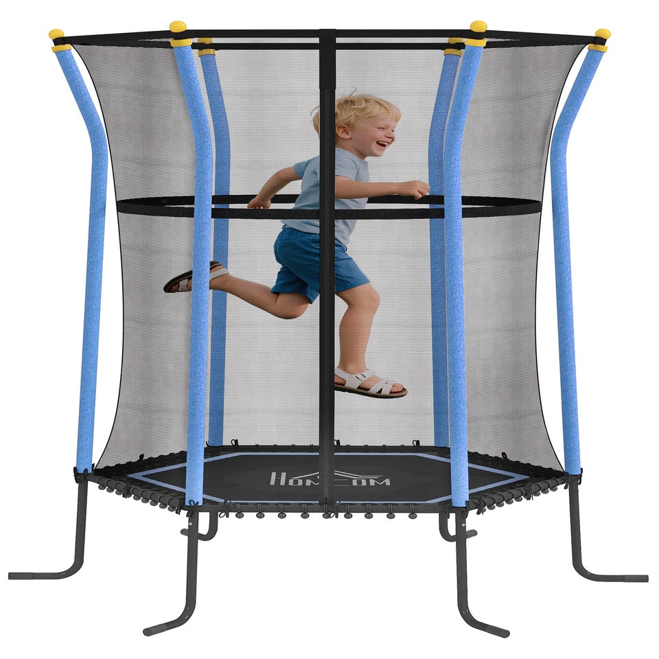 HOMCOM Blue 5.4FT Kids Trampoline with Enclosure Indoor Outdoor