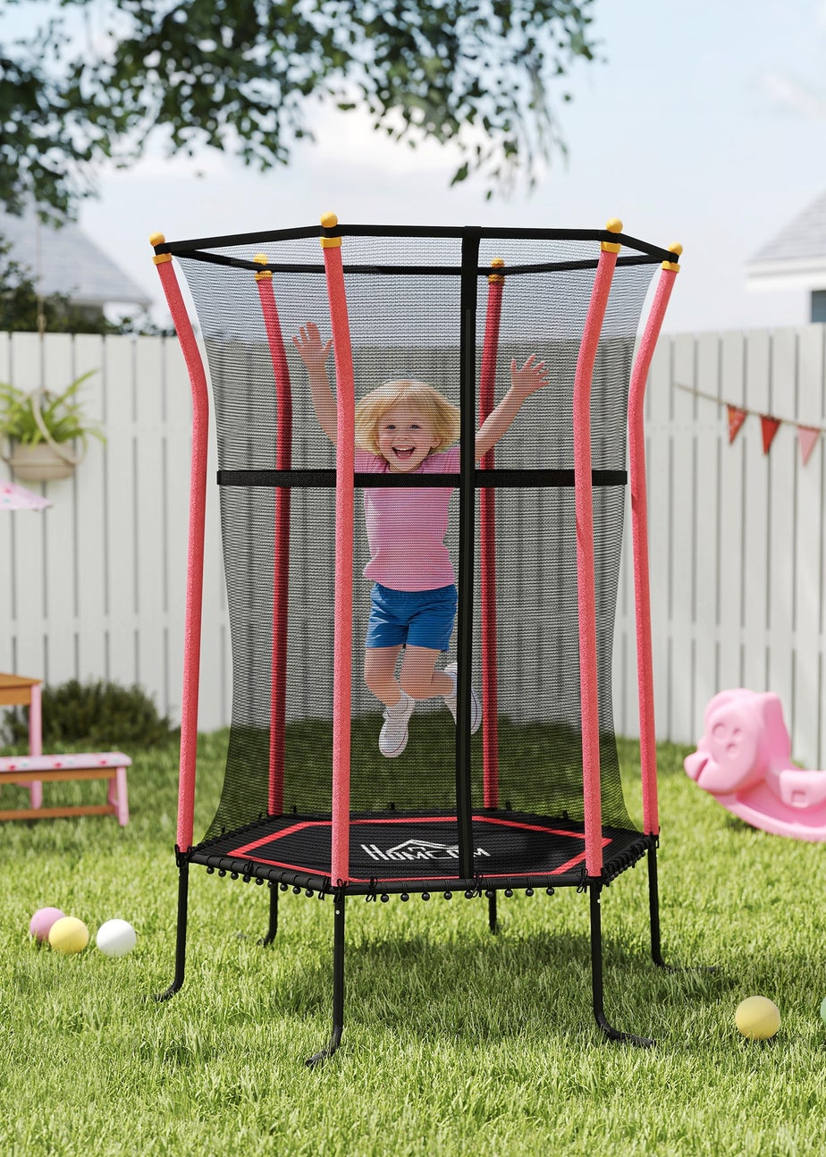 HOMCOM Red 5.4FT Kids Trampoline With Enclosure Indoor Outdoor
