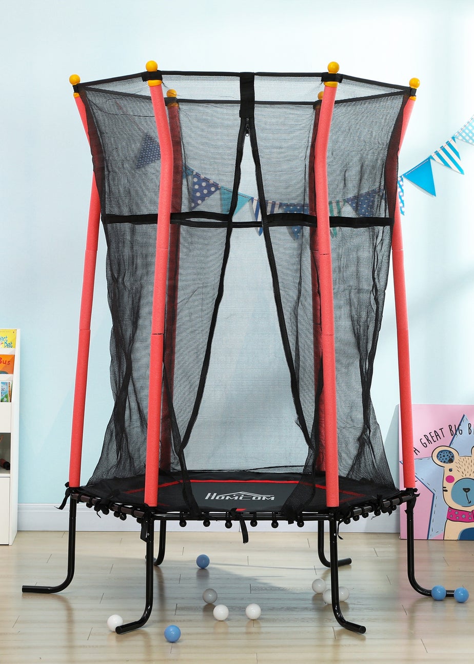 HOMCOM Red 5.4FT Kids Trampoline With Enclosure Indoor Outdoor