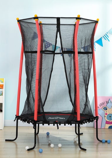 HOMCOM Red 5.4FT Kids Trampoline With Enclosure Indoor Outdoor