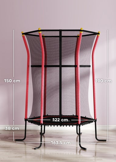 HOMCOM Red 5.4FT Kids Trampoline With Enclosure Indoor Outdoor