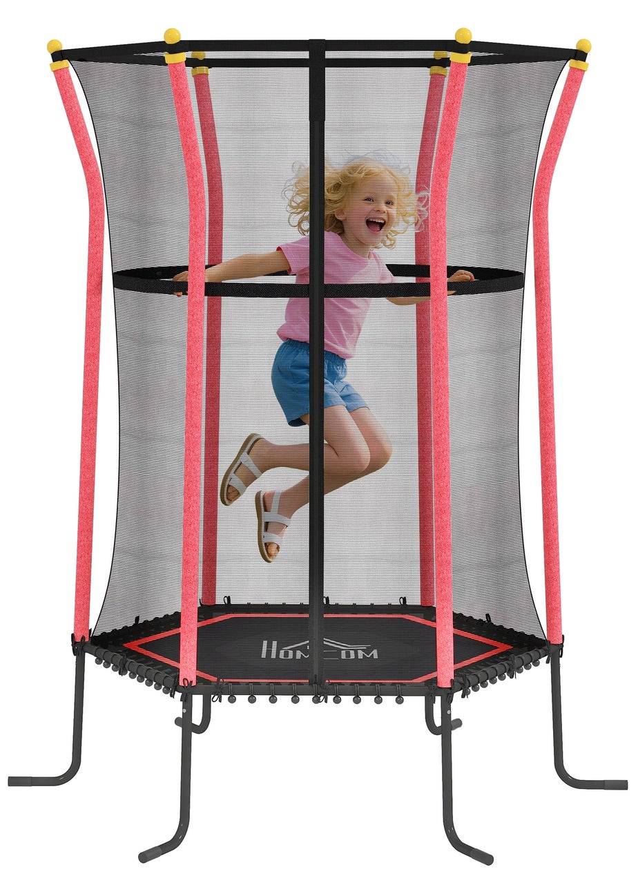 HOMCOM Red 5.4FT Kids Trampoline With Enclosure Indoor Outdoor
