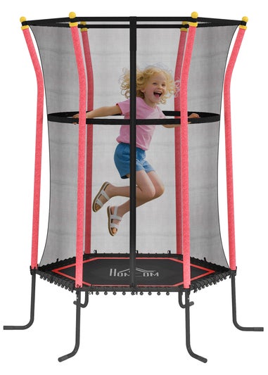 HOMCOM Red 5.4FT Kids Trampoline With Enclosure Indoor Outdoor