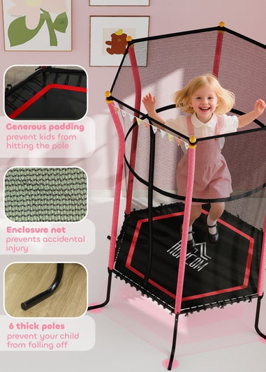 HOMCOM Red 5.4FT Kids Trampoline With Enclosure Indoor Outdoor