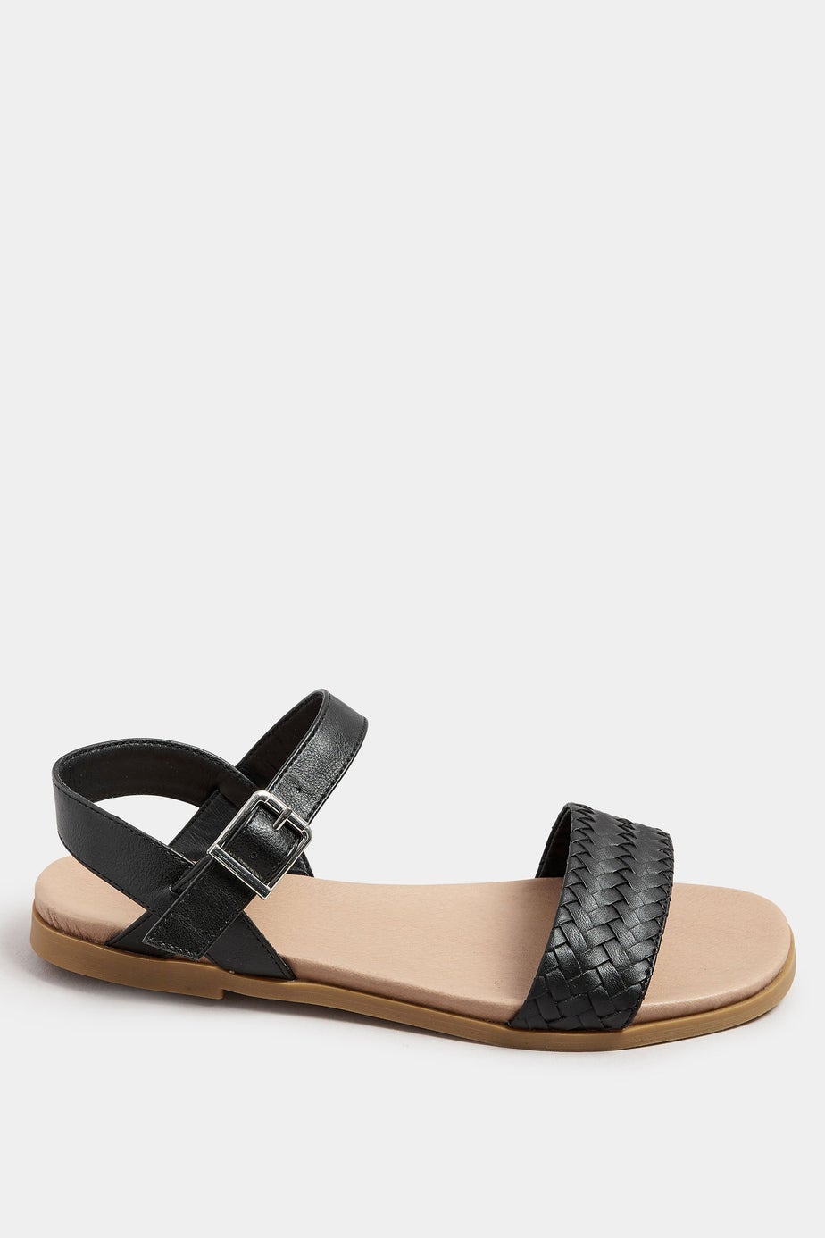 Yours Black Faux Leather Woven Sandals In Extra Wide EEE Fit