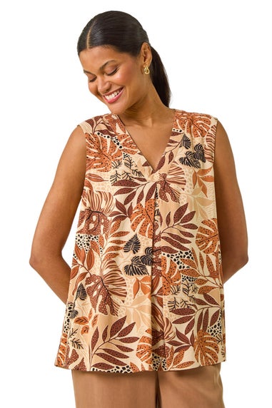 Roman Mocha Leaf V-neck Vest Top